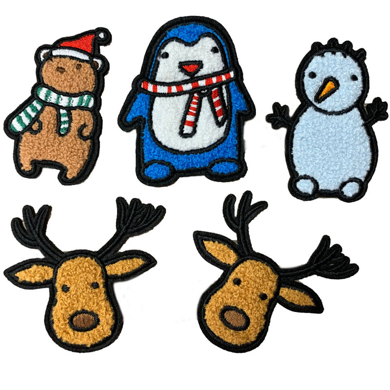 Christmas iron on embroidery patches chenille Patches